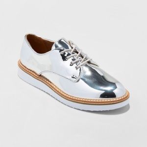 a new day Shiny Silver Metallic Oxford Shoes